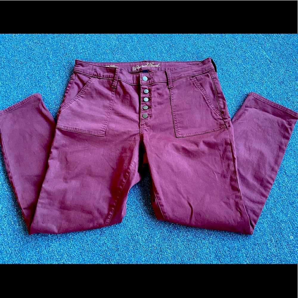 Women’s size 14 mid rise skinny jeans maroon